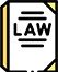 Illustrated icon of a book with the word "LAW" written on the cover, featuring yellow pages and a white cover.